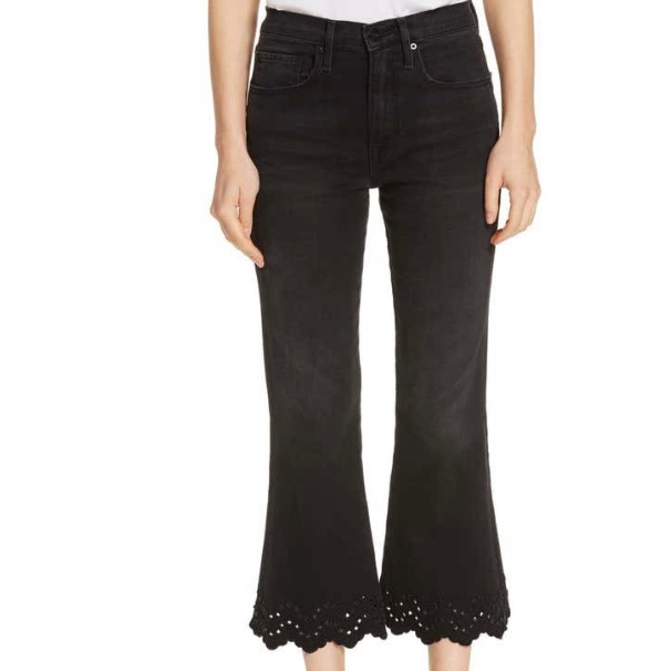 Frame High Waist Scalloped Hem Crop Flare Jeans